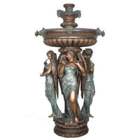 Graces and Cherub Classical Bronze Fountains | Large Monumental Bronze Fountains