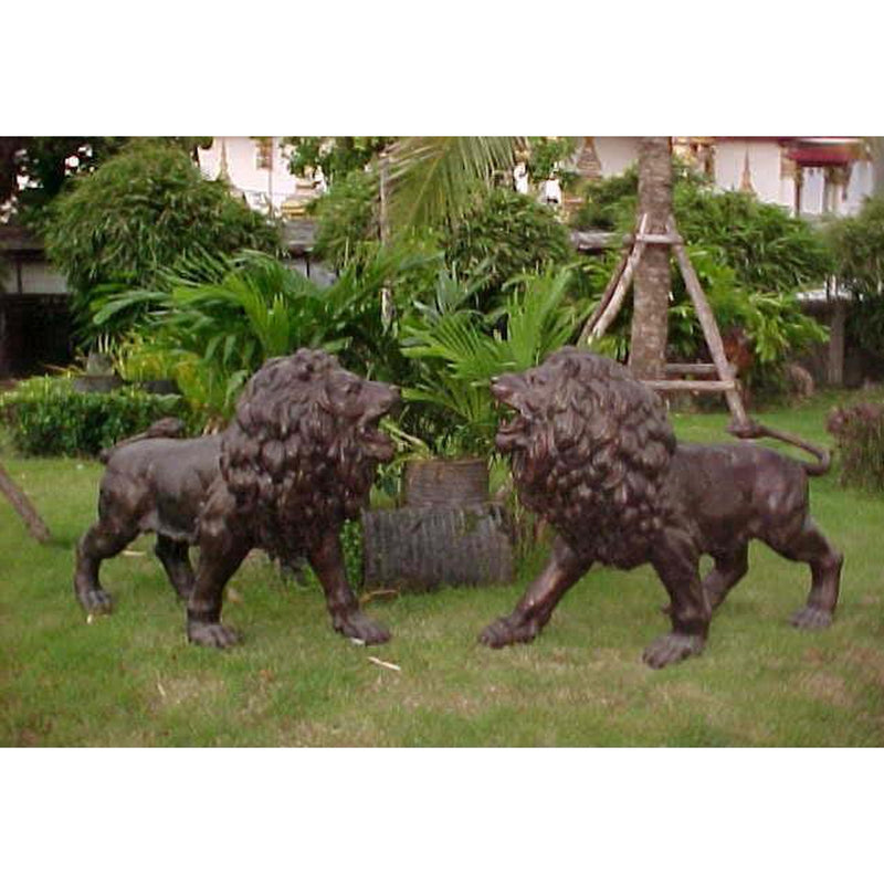 Pair of Walking Lions Sculpture & Statues | Bronze Animal Lion Statues