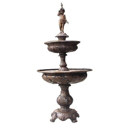 Simple Cherub 2 Tier Fountain with Pedestal Base
