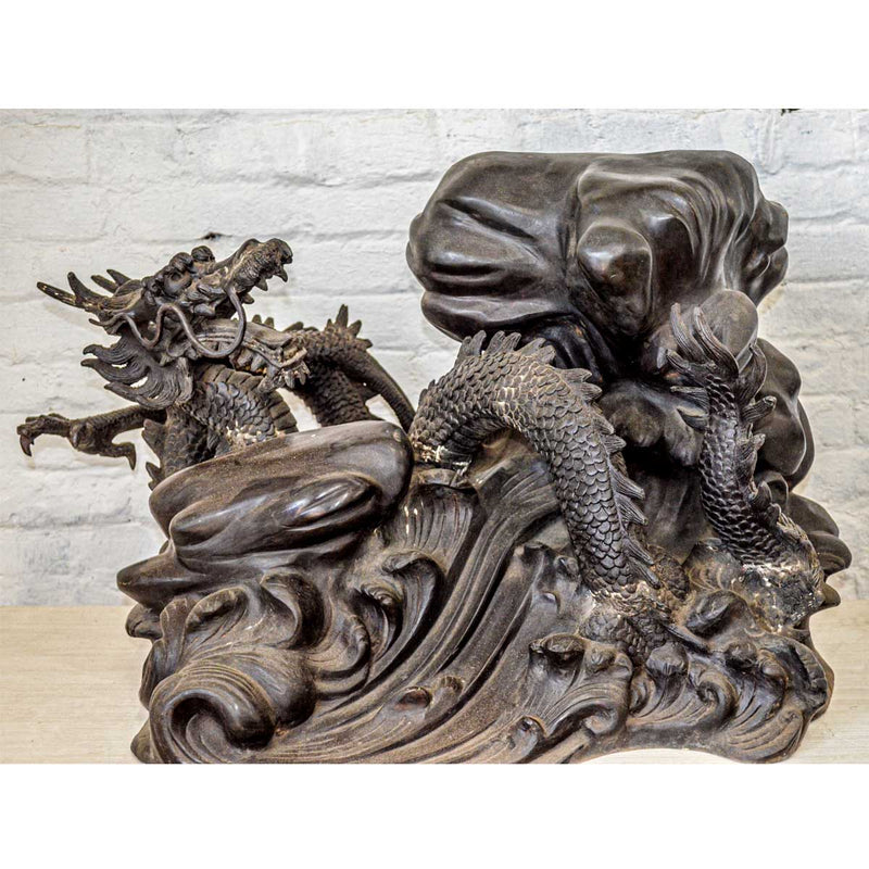 Bronze Dragon on Waves Sculpture-Custom Bronze Statues & Fountains for Sale-Randolph Rose Collection