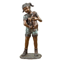 Puppy Kisses - Little Girl Holding Her Puppy Dog-Custom Bronze Statues & Fountains for Sale-Randolph Rose Collection