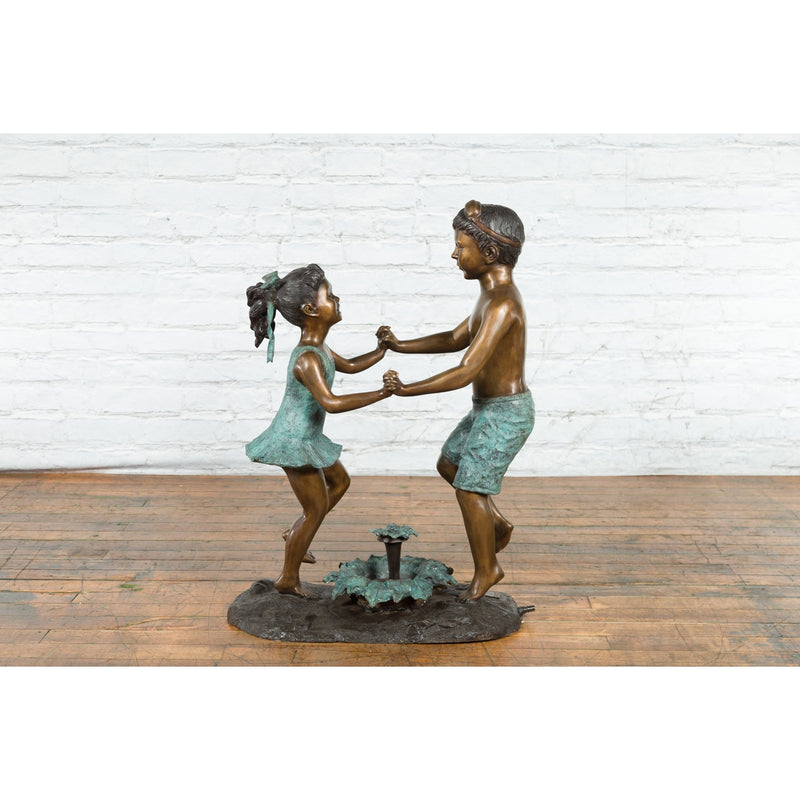 Dancing Siblings Bronze Fountain-Custom Bronze Statues & Fountains for Sale-Randolph Rose Collection