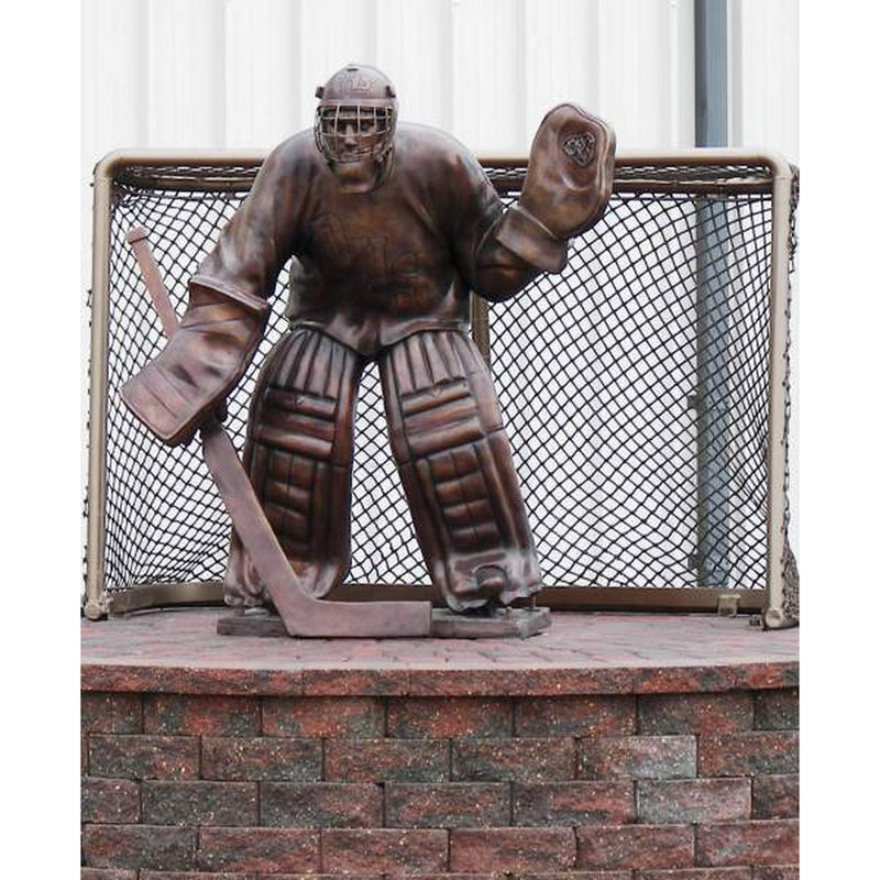 Bronze Sports Statue of a Boy Hockey Goalie