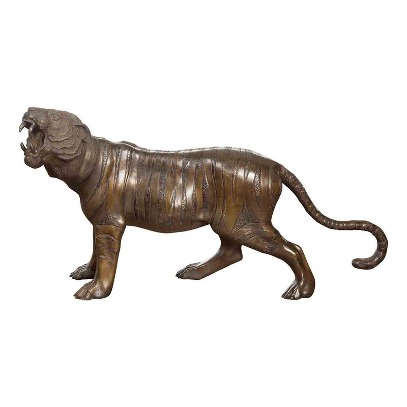 Roaring Tiger with Textured Finish-Custom Bronze Statues & Fountains for Sale-Randolph Rose Collection