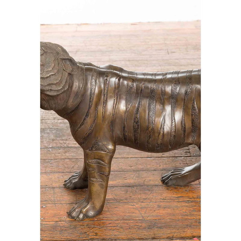 Roaring Tiger with Textured Finish-Custom Bronze Statues & Fountains for Sale-Randolph Rose Collection