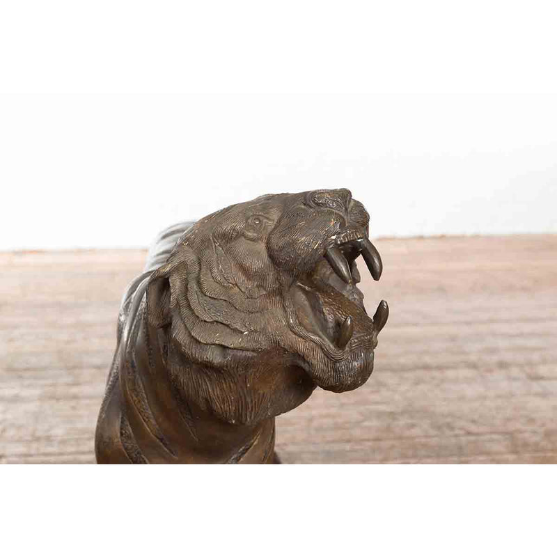 Roaring Tiger with Textured Finish-Custom Bronze Statues & Fountains for Sale-Randolph Rose Collection