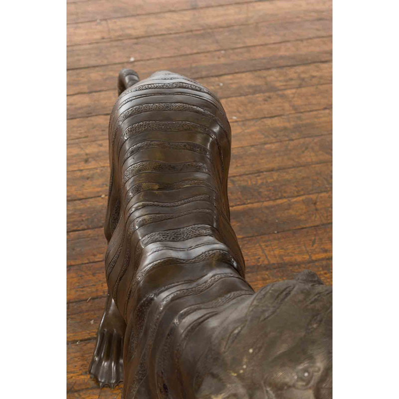 Roaring Tiger with Textured Finish-Custom Bronze Statues & Fountains for Sale-Randolph Rose Collection