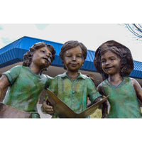 Summer Studies - Three Children Reading on Bench Bronze Statue-Bronze Statue of Children Reading-Randolph Rose Collection-RG1015