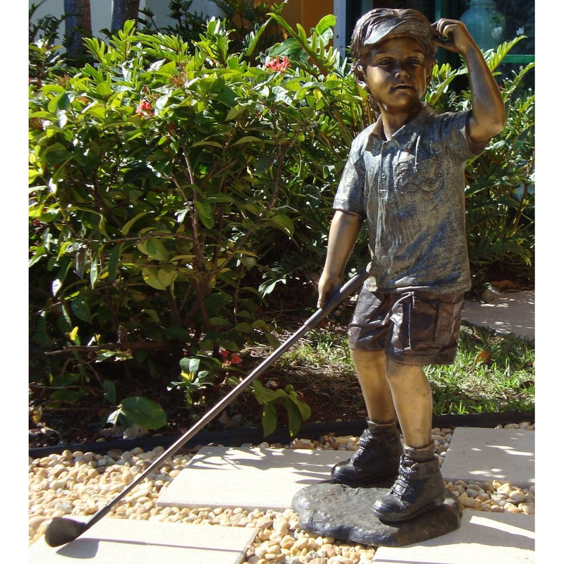 Bronze Sports Statue of a Girl Playing Golf