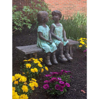 Companions Together on Bench-Bronze Statue of Children Reading-Randolph Rose Collection-RG110