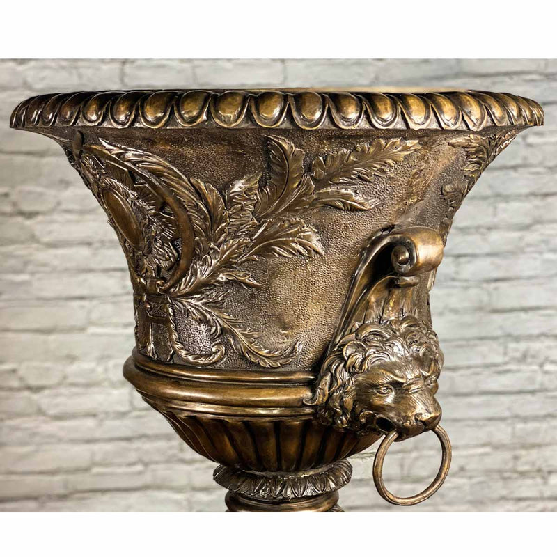 Tall Bronze Urn with Lion Head Handles-Custom Bronze Statues & Fountains for Sale-Randolph Rose Collection