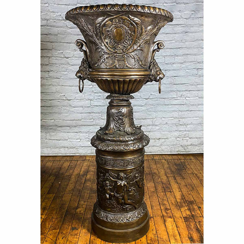 Tall Bronze Urn with Lion Head Handles-Custom Bronze Statues & Fountains for Sale-Randolph Rose Collection