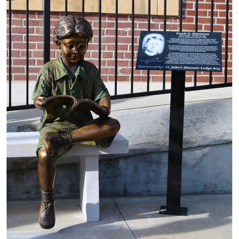 Study Time - Boy Reading-Bronze Statue of Children Reading-Randolph Rose Collection-RG1118