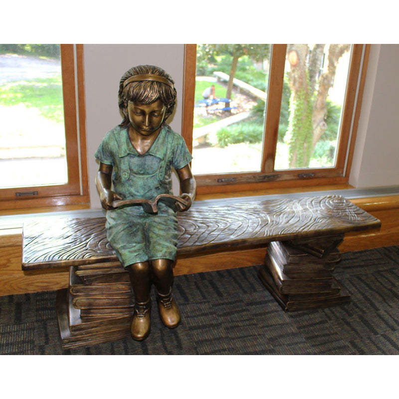 Bronze Book Buddy Bench for Libraries and Schools