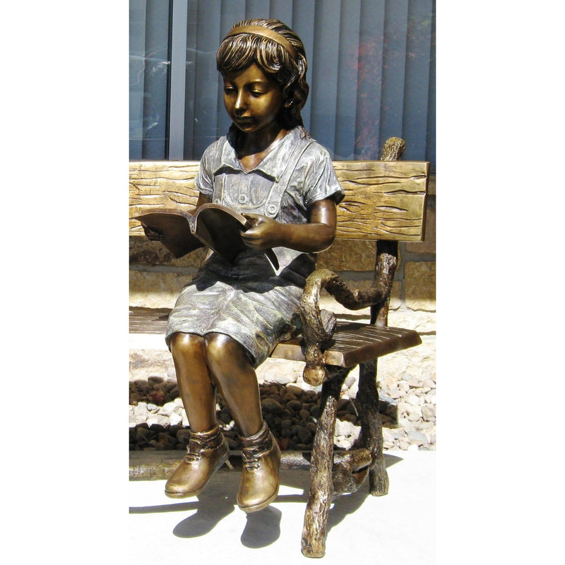 Bronze Statue of Girl Reading a Book