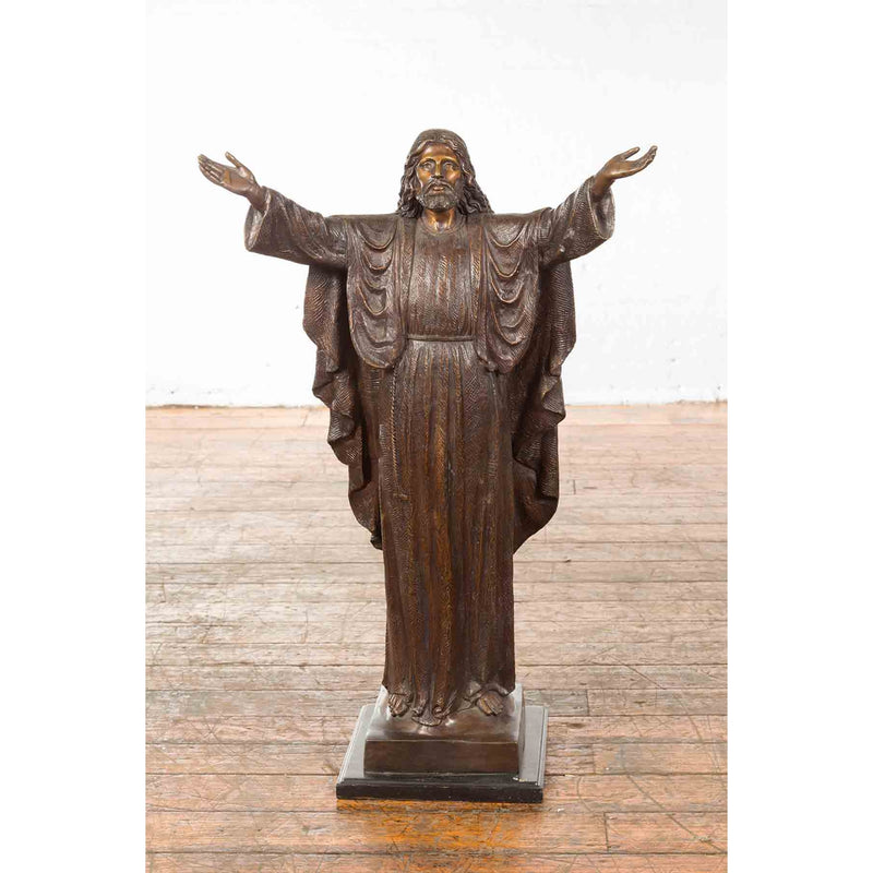 Bronze Statue of Jesus with Arms Open
