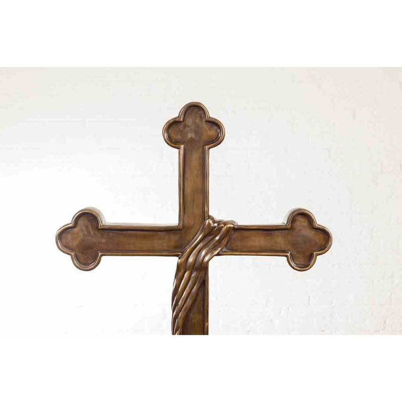 Religious Cross with Trifold Extremities and Rocky Base-Custom Bronze Statues & Fountains for Sale-Randolph Rose Collection