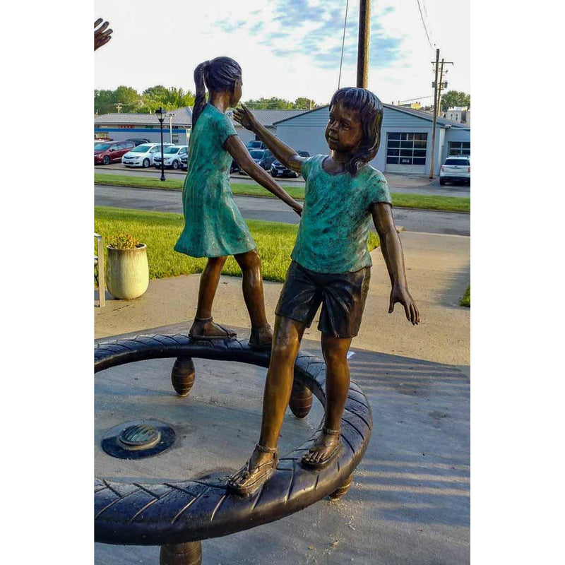 Circle of Fun - Three Children Playing Bronze Statue-Custom Bronze Statues & Fountains for Sale-Randolph Rose Collection