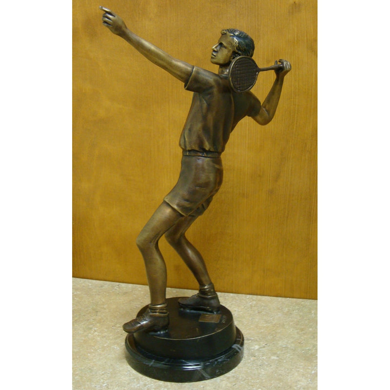 Bronze Tabletop Tennis Player Mounted on a Marble Base