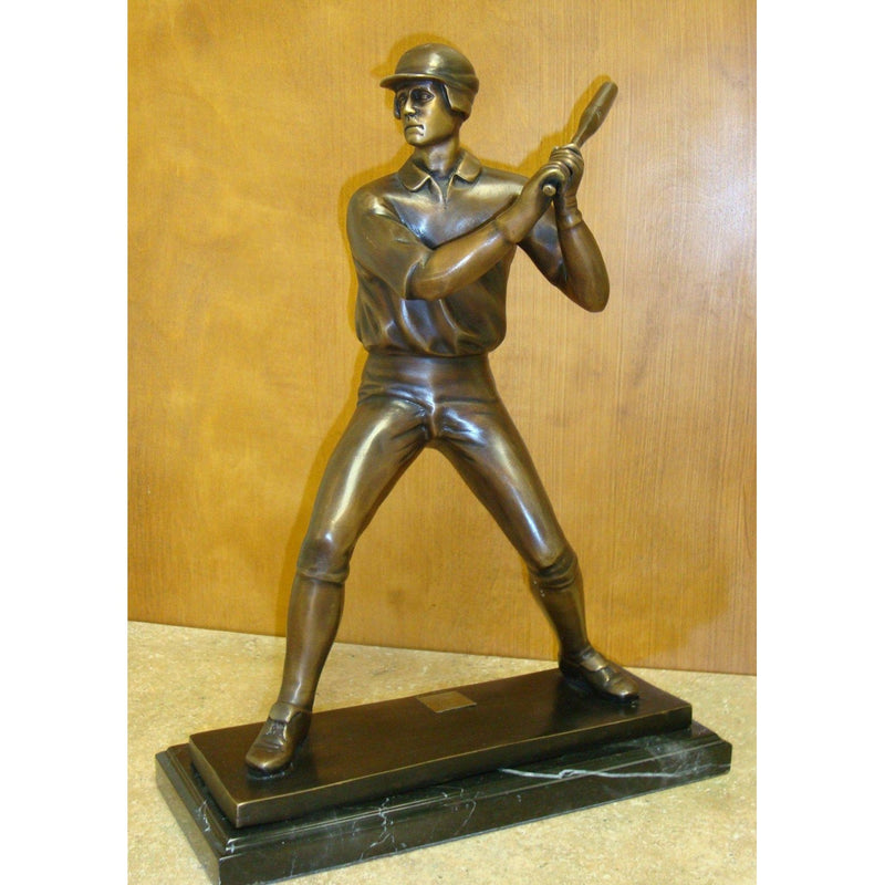Bronze Tabletop Baseball Batter Mounted on a Marble Base