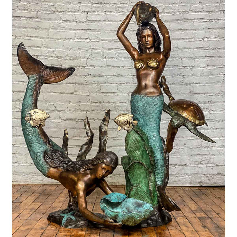 Mermaids Collecting Seashells Garden Fountain Statue