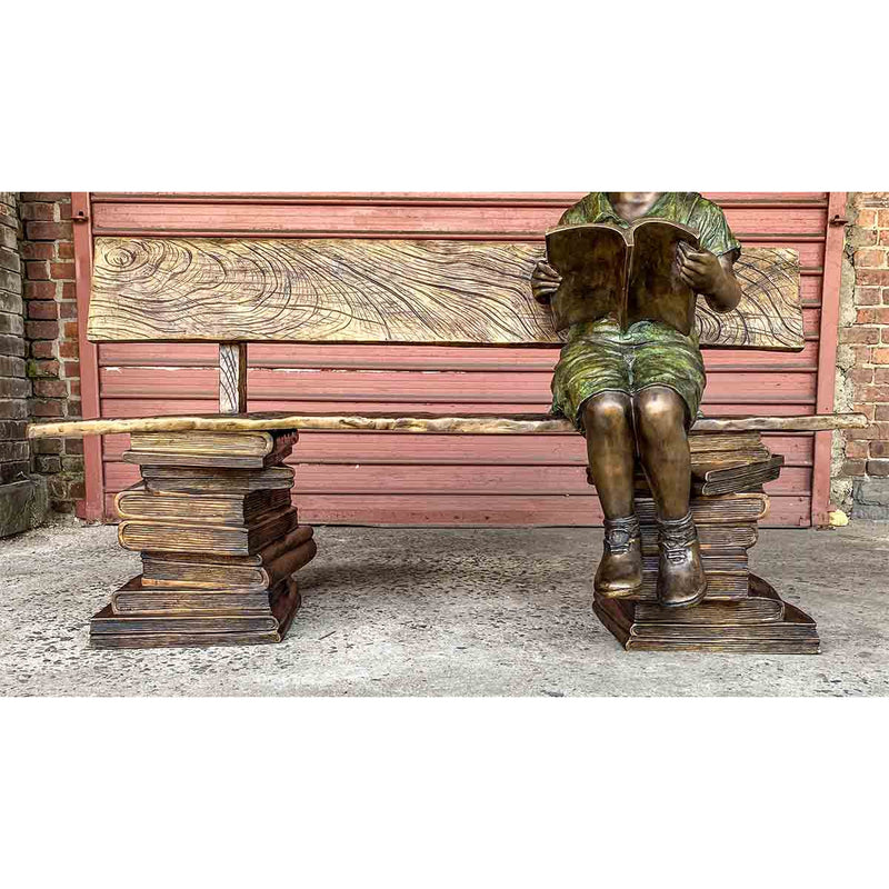 Study Time Girl on Book Buddies Bench-Custom Bronze Statues & Fountains for Sale-Randolph Rose Collection