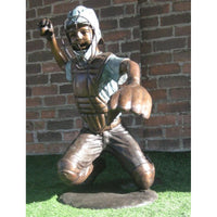 Bronze Statue of Boy Baseball Catcher