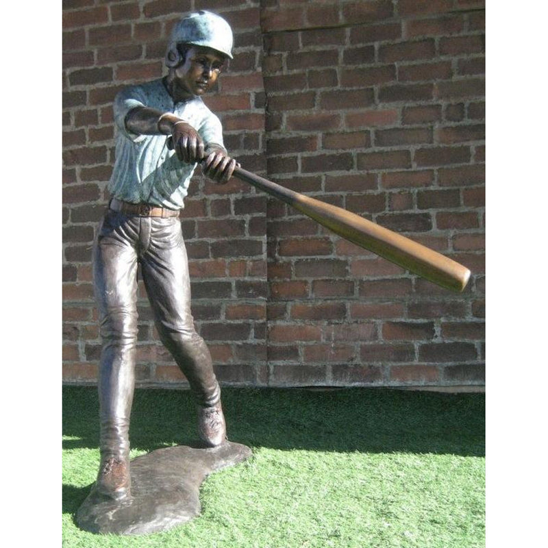 Bronze Statue of Boy Baseball Batter