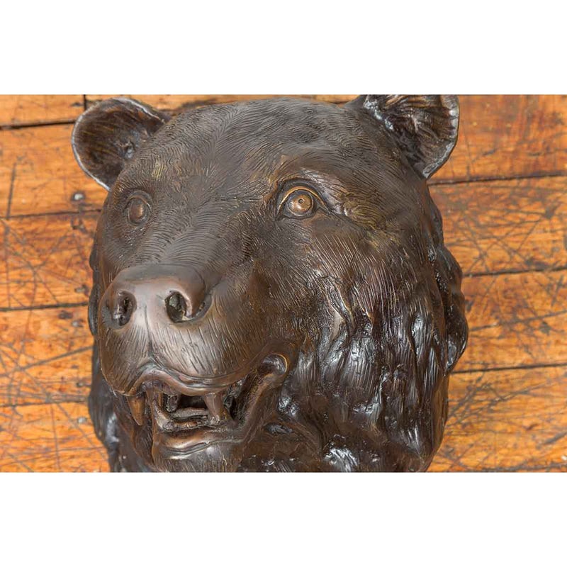 Bear Head Statue - Wall Mount-Custom Bronze Statues & Fountains for Sale-Randolph Rose Collection