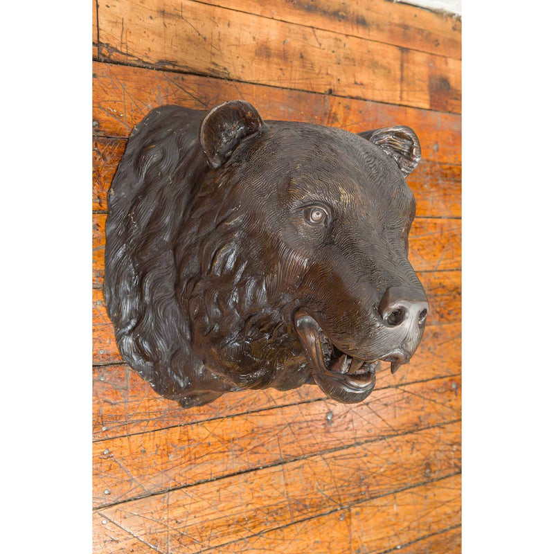 Bear Head Statue - Wall Mount-Custom Bronze Statues & Fountains for Sale-Randolph Rose Collection
