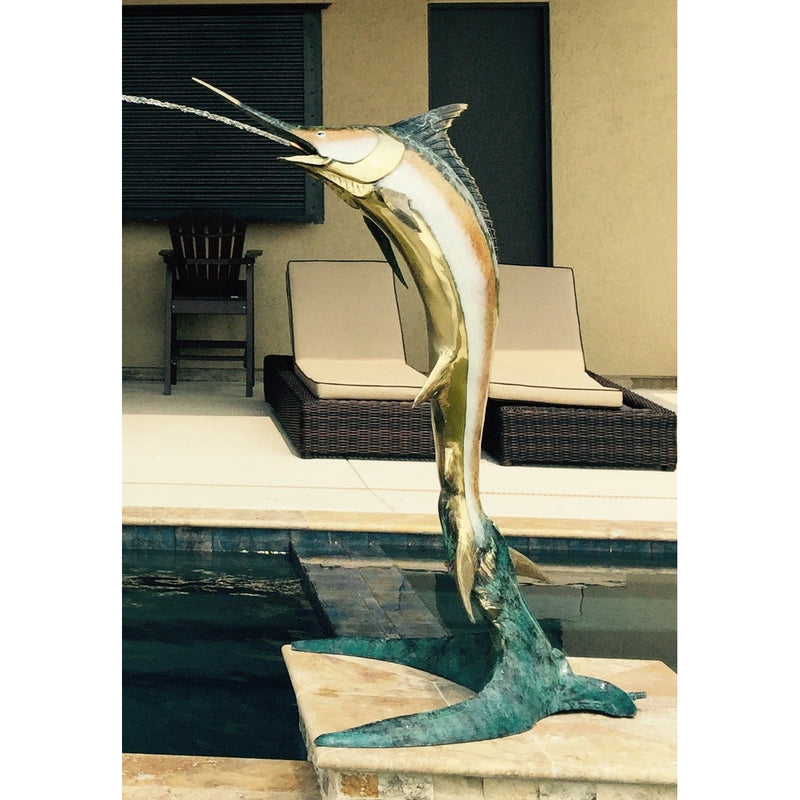 Bronze Marlin Swordfish Statue Fountain
