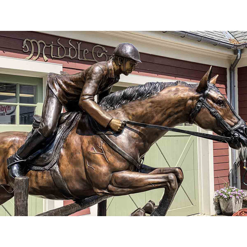 Lifesize Jumper on Horse Statue-Custom Bronze Statues & Fountains for Sale-Randolph Rose Collection