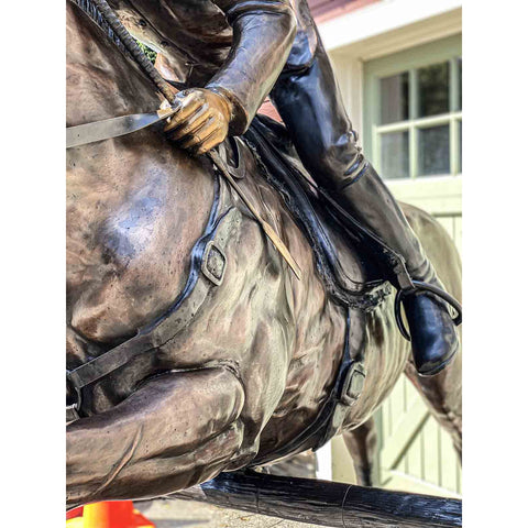 Lifesize Jumper on Horse Statue