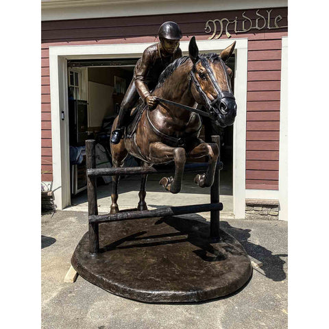 Lifesize Jumper on Horse Statue