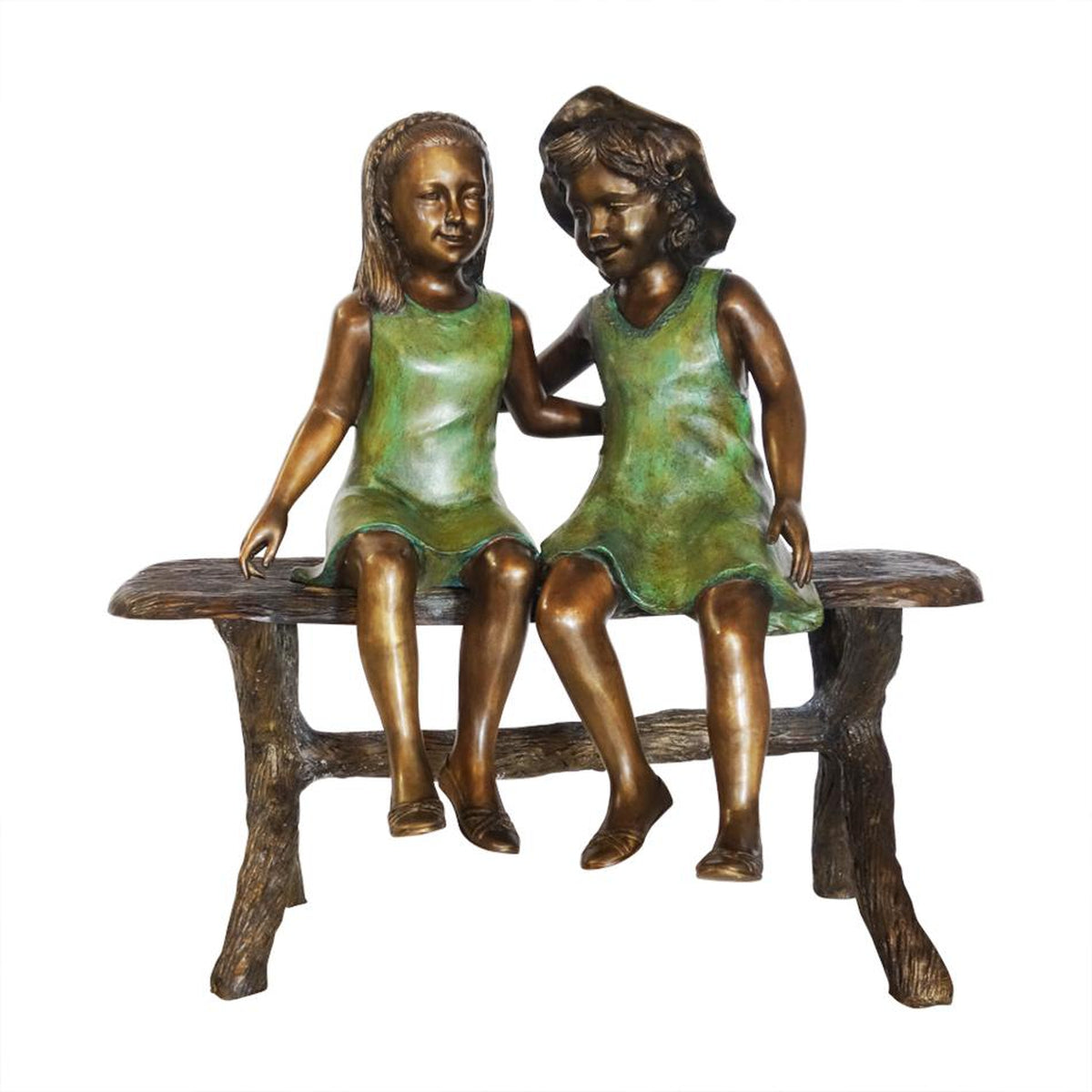 Bronze Park Bench Statue With Two Sisters 