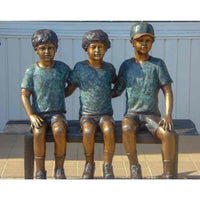 Three Boys Sitting On Bench Bronze Statue-Bronze Statue of Children Reading-Randolph Rose Collection-RG1248