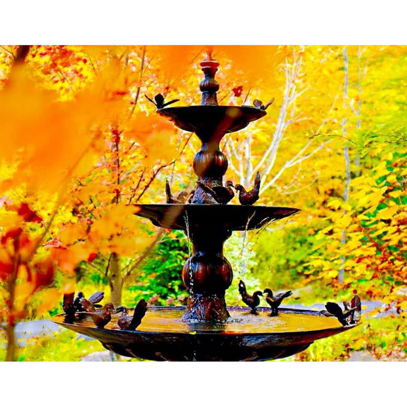 Three Tier Bronze Fountain with Birds-Custom Bronze Statues & Fountains for Sale-Randolph Rose Collection