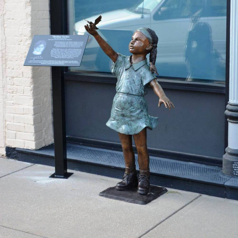 Fly Away - African American Girl with Bird-Bronze Statue of Children Reading-Randolph Rose Collection-RG1319