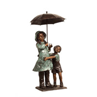 Children Holding Umbrella Bronze Fountain