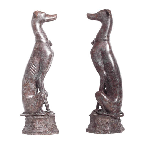 Sitting Bronze Whippet Statues