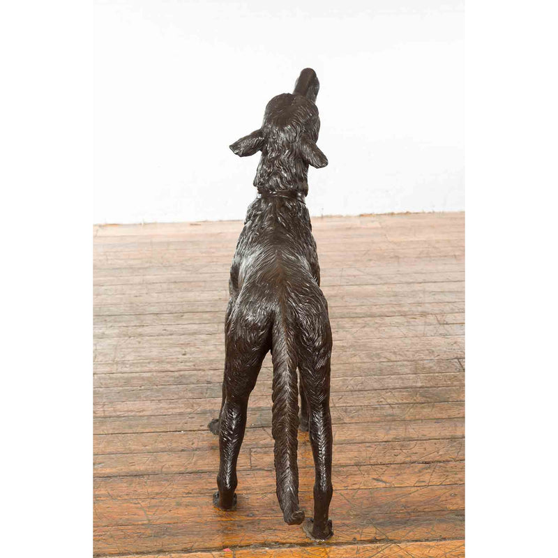 Howling Dog with Textured Patina-Custom Bronze Statues & Fountains for Sale-Randolph Rose Collection