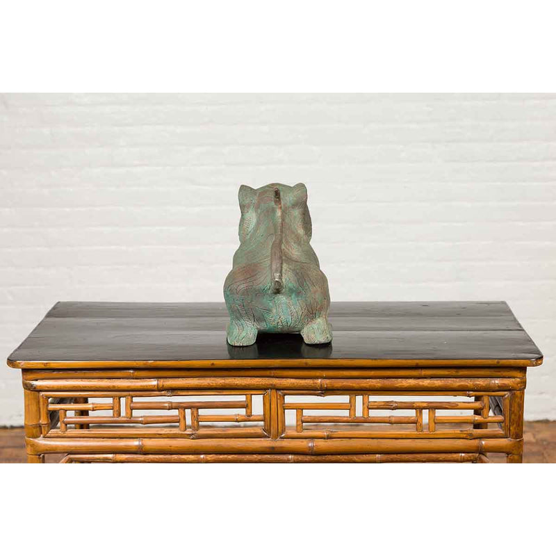 Small Vintage Cast Bronze Mythical Animal Sculpture with Verde Patina-Custom Bronze Statues & Fountains for Sale-Randolph Rose Collection