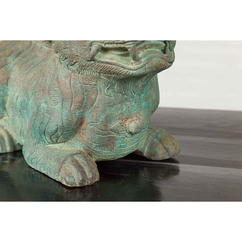 Small Vintage Cast Bronze Mythical Animal Sculpture with Verde Patina-Custom Bronze Statues & Fountains for Sale-Randolph Rose Collection