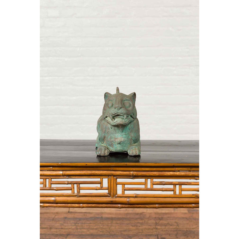 Small Vintage Cast Bronze Mythical Animal Sculpture with Verde Patina-Custom Bronze Statues & Fountains for Sale-Randolph Rose Collection