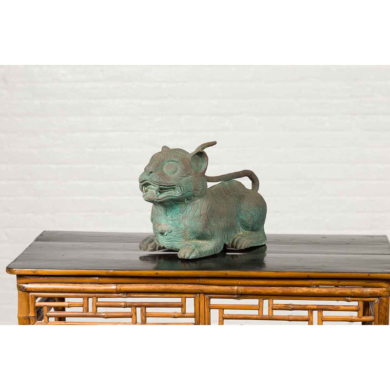 Small Vintage Cast Bronze Mythical Animal Sculpture with Verde Patina-Custom Bronze Statues & Fountains for Sale-Randolph Rose Collection