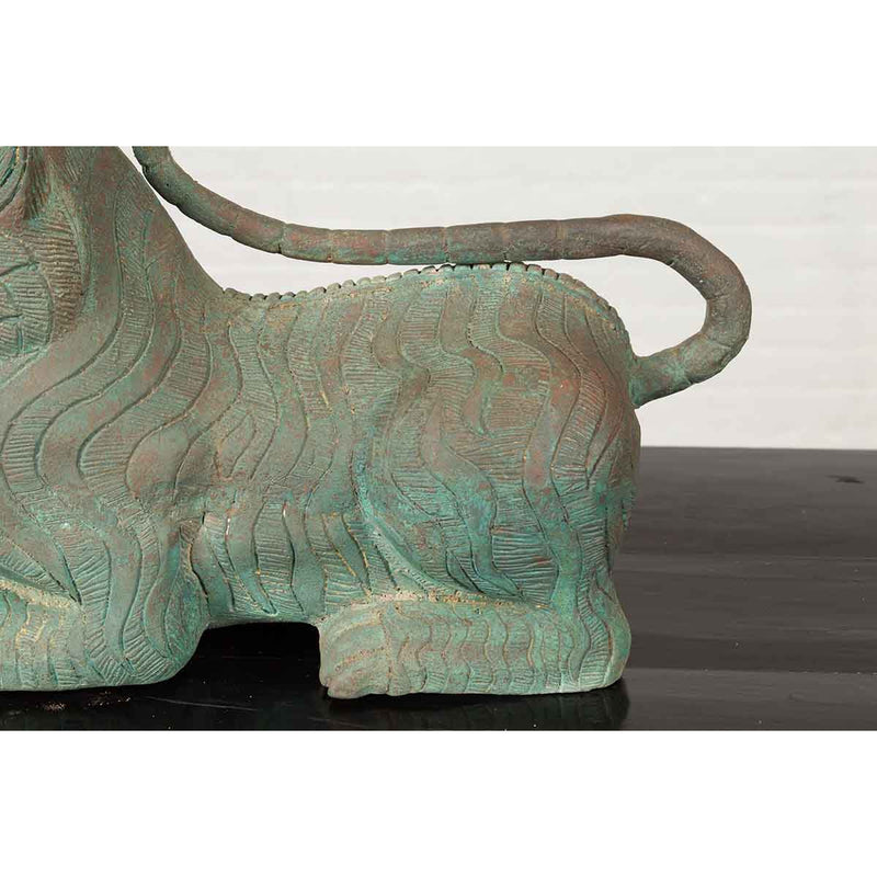 Small Vintage Cast Bronze Mythical Animal Sculpture with Verde Patina-Custom Bronze Statues & Fountains for Sale-Randolph Rose Collection
