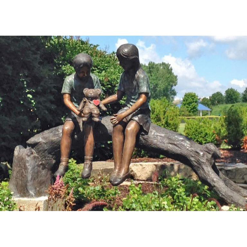 Custom Bronze Children Sculpture Holding Beanie Baby