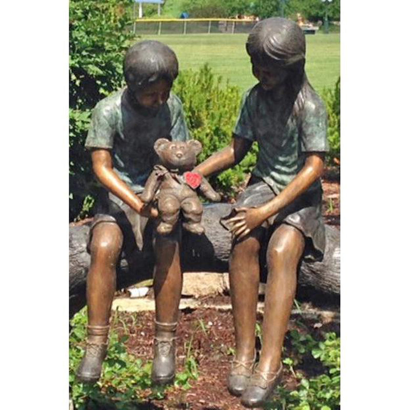 Custom Bronze Children Sculpture Holding Beanie Baby