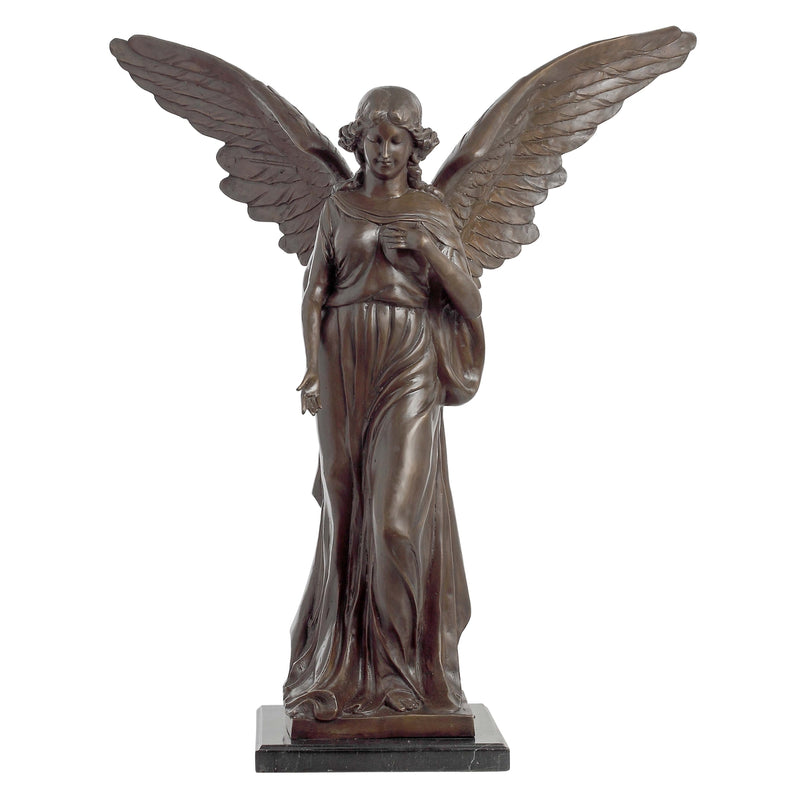 Bronze Angel Garden Statue on Marble Base - Randolph Rose Collection