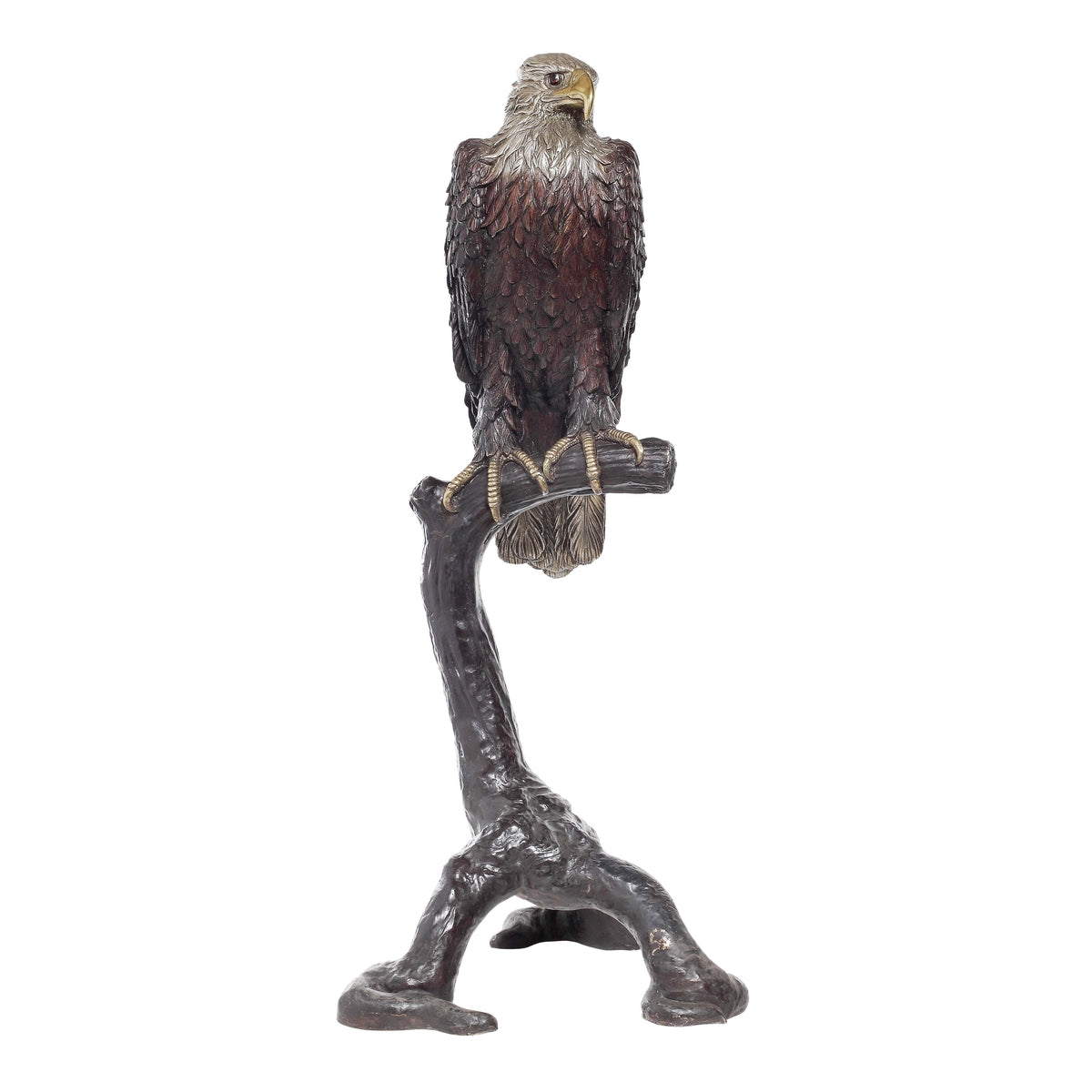 Lifesize Bronze Eagle Statue Perched on a Branch Randolph Rose